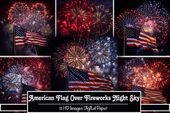 Download American Flag over Fireworks Night Sky - Night sky Collection