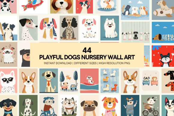 Download Playful Dogs Nursery Wall Art Cute Puppy - Nursery Collection