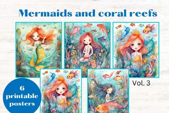 Download 6x Mermaid Nursery Wall Art Pictures - Nursery Collection