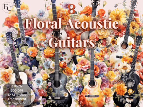 Download Acoustic Guitar Watercolor Flower Bundle - Watercolor flower bundle Collection