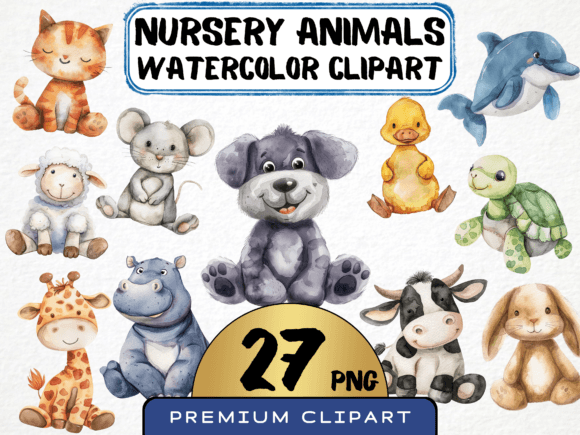 Download Watercolor Nursery Animal Clipart 27 PNG - Nursery Collection