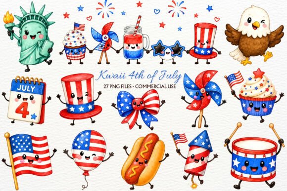Download Kawaii 4th of July Nursery Clipart PNG - Nursery Collection