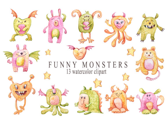 Download Watercolor Nursery Cute Monsters Clipart - Nursery Collection