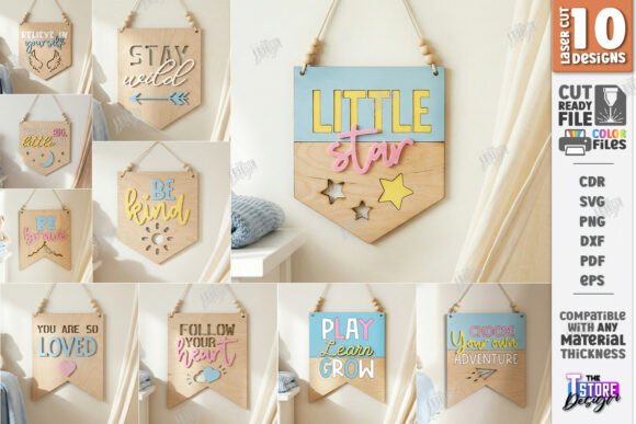 Download Nursery Wall Banners Laser Cut Bundle - Nursery Collection