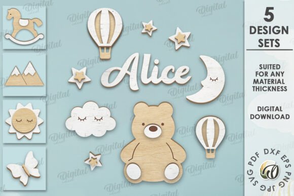 Download Kids Nursery Wall Decors Bundle Lasercut - Nursery Collection
