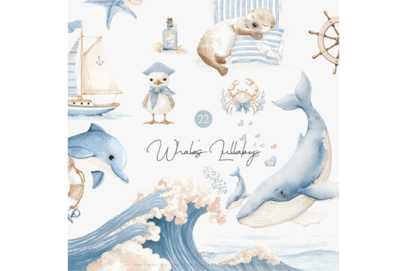 Download Watercolor Ocean Nursery Clipart Set - Nursery Collection