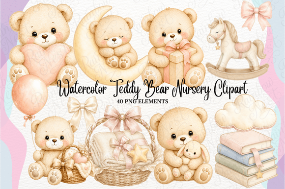 Download Watercolor Teddy Bear Nursery Clipart - Nursery Collection