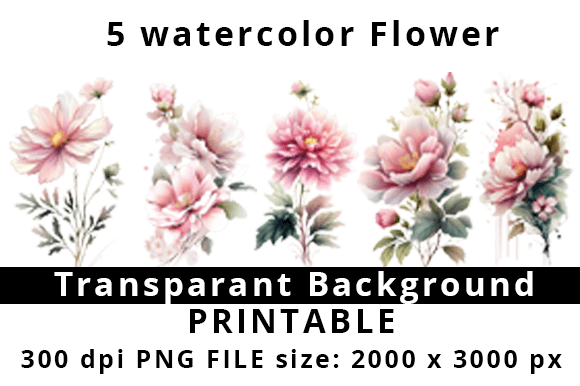 Download WaterColor Flower Bundle Vol.1 - Watercolor flower bundle Collection