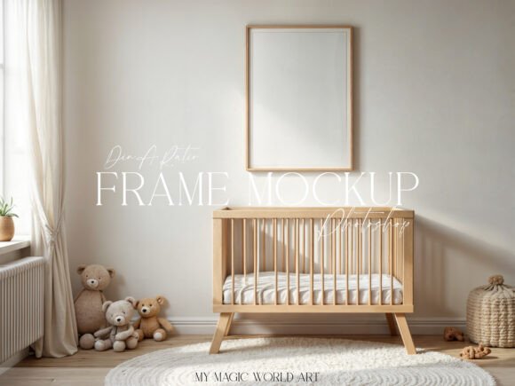 Download Nursery Frame Mockup PSD Frame Above Cot - Nursery Collection