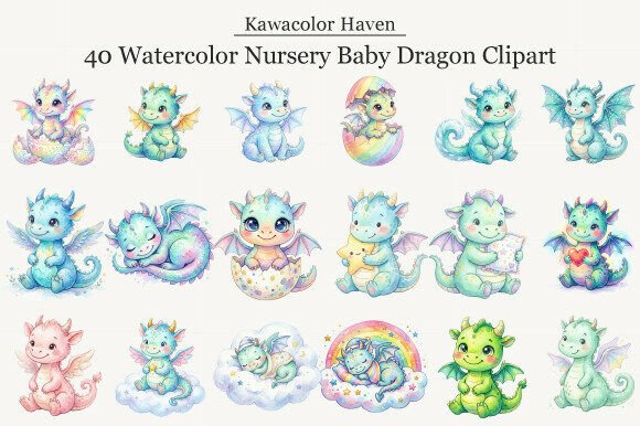 Download Watercolor Nursery Baby Dragon Clipart - Nursery Collection