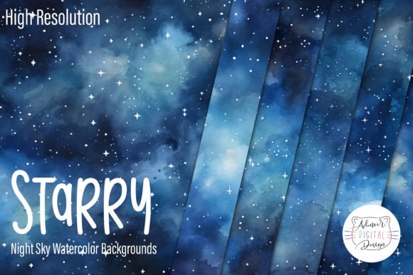 Download Starry Night Sky Watercolor Backgrounds - Night sky Collection