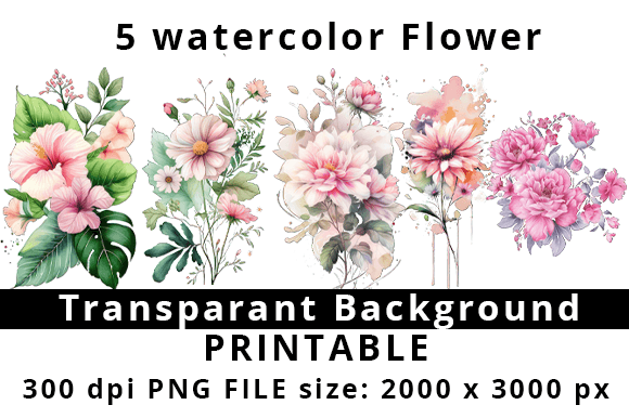 Download WaterColor Flower Bundle Vol.3 - Watercolor flower bundle Collection