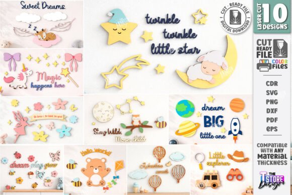 Download Nursery Wall Decor Laser Cut Bundle |CNC - Nursery Collection