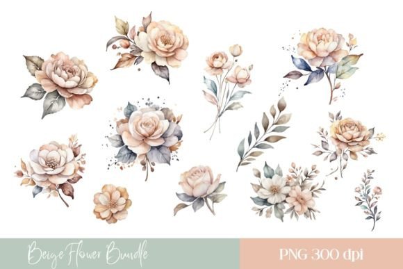 Download Beige Watercolor Flower Bundle - Watercolor flower bundle Collection