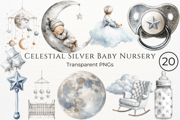 Download Celestial Silver Baby Nursery Clipart - Nursery Collection