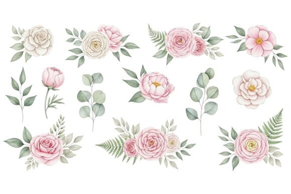 Download Romantic Watercolor Flower Bundle - Watercolor flower bundle Collection