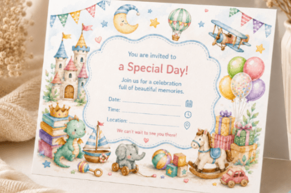Download Watercolor Nursery Invitation Template - Nursery Collection
