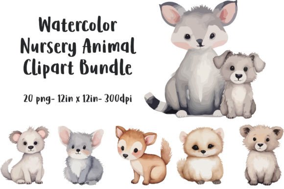Download Watercolor Nursery Animal Clipart - Nursery Collection