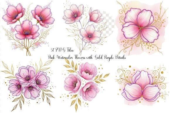 Download Soft Pink Watercolor Flower Bundle - Watercolor flower bundle Collection