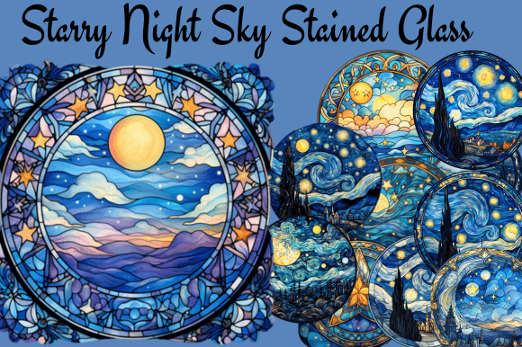 Download Starry Night Sky Stained Glass - Night sky Collection