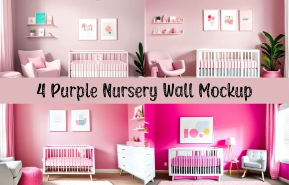 Download 4 Pink Nursery Wall Mockup Design Mockup - Nursery Collection