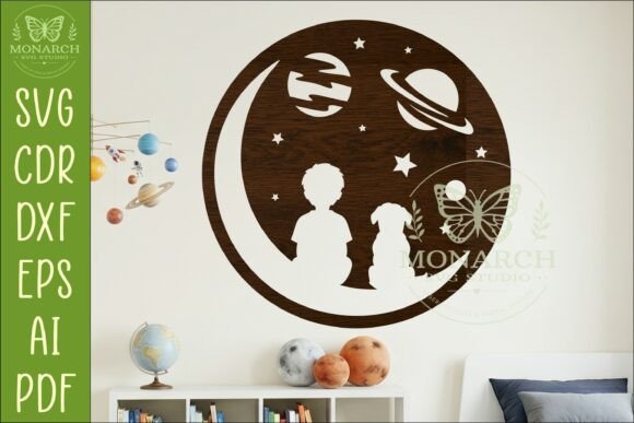 Download Space Nursery Wall Art SVG | Boy and Dog - Nursery Collection