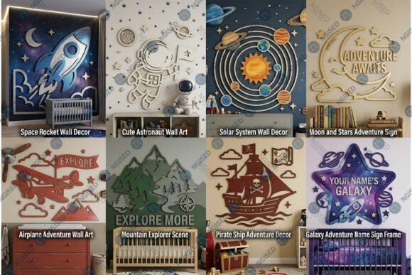 Download Space Theme Nursery Wall Art Bundle - Nursery Collection