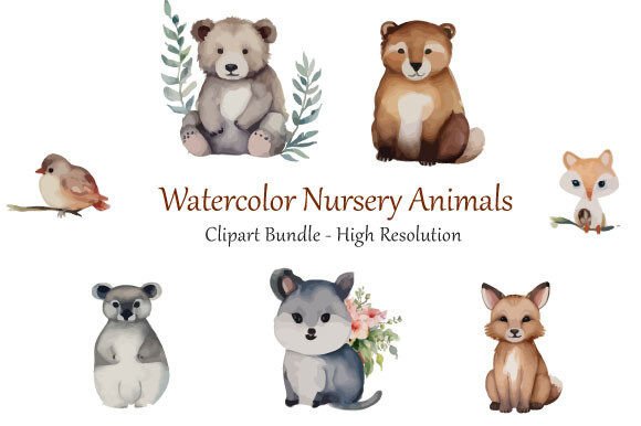 Download Watercolor Nursery Animal Clipart - Nursery Collection