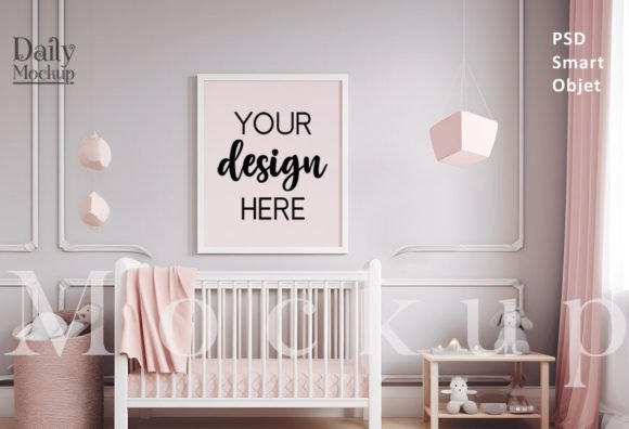Download Pink Nursery Frames Mockup, Kids Room - Nursery Collection