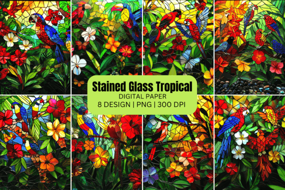 Download Stained Glass Tropical Background - Tropical background Collection