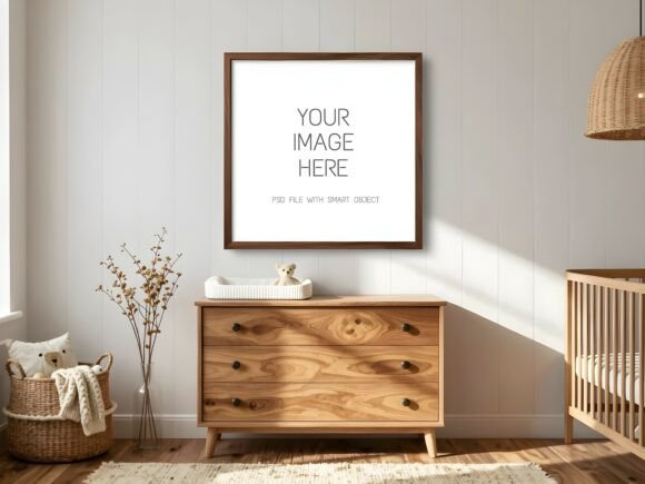 Download Square Wood Frame - Nursery Wall Mockup - Nursery Collection