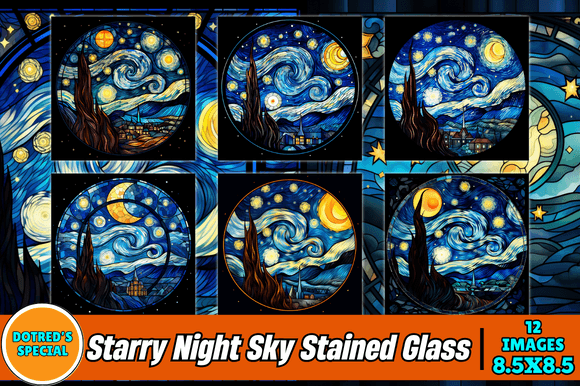 Download Starry Night Sky Stained Glass - Night sky Collection